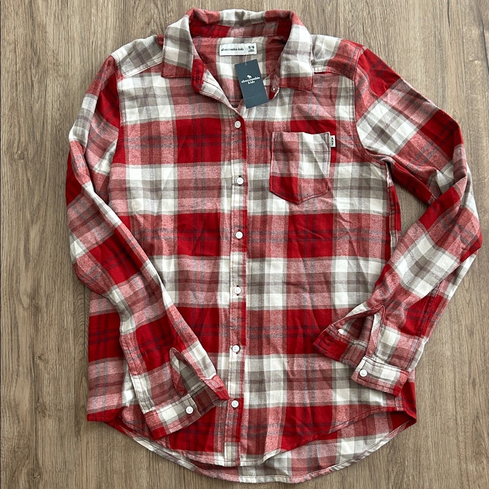 Abercrombie Kids Red and White Plaid Shirt